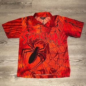 2002 Vintage Spider-Man Button Up Shirts Boys Size Medium